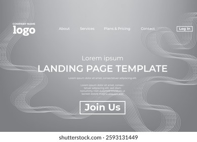 Abstract white and gray technology Landing page template, flowing line digital technology, smooth particle wave, big data techno design concept background wallpaper, Annual reports,  file.EPS
