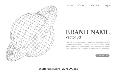 Abstract white and gray technology and science background with flying wireframes vector 3d geometric shapes. Modern minimalistic banner website page design with sphere and torus.