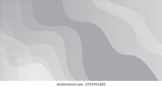 Abstract white and gray wave background. Dynamic shapes composition. Vector illustration