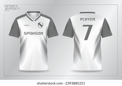 abstract white and grayscale sport jersey for football and soccer shirt template