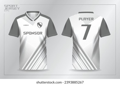 abstract white and grayscale sport jersey for football and soccer shirt template