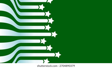 Fondo blanco y verde abstracto con estrellas de línea
