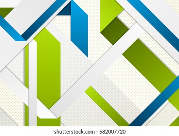 Fondo de los vectores blanco, verde y azul con cintas y semitonos, puntos, luces.