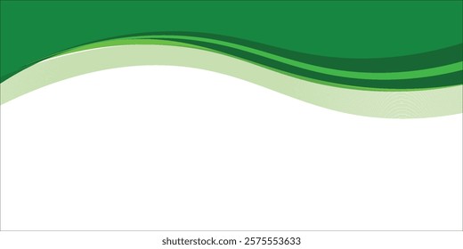 Abstract White and Green modern wave wide background banner