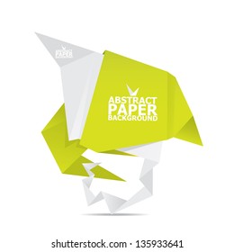 Abstract white and green paper origami background. Vector origami Speech bubble. Vector abstract origami background for website or cover design. Green stylish brochure for text and advertising.