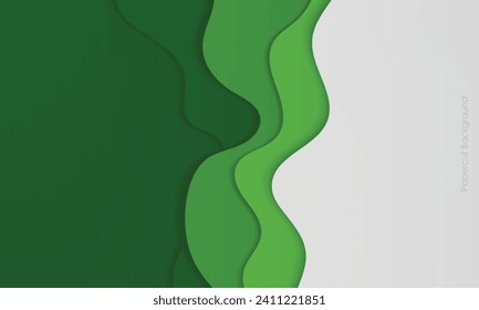abstract white and green papercut layers background