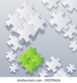 Abstract white and green puzzles concept vector