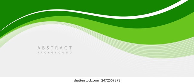 Abstract White and Green wave wide background banner