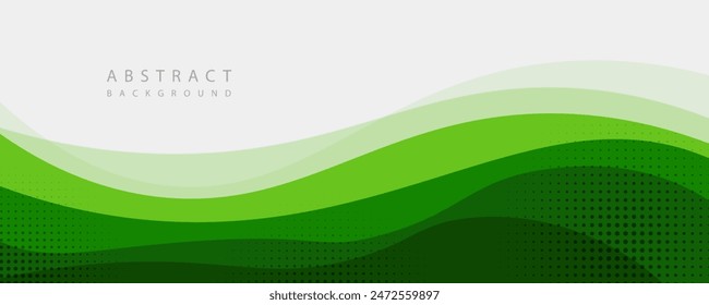 Abstract White and Green wave wide background banner