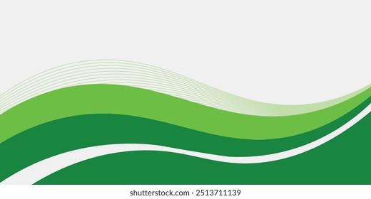 Abstract White and Green wave wide background banner