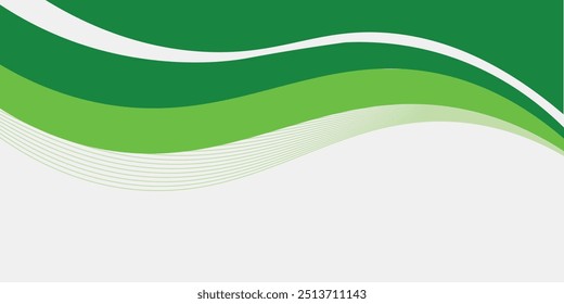 Abstract White and Green wave wide background banner. vektor