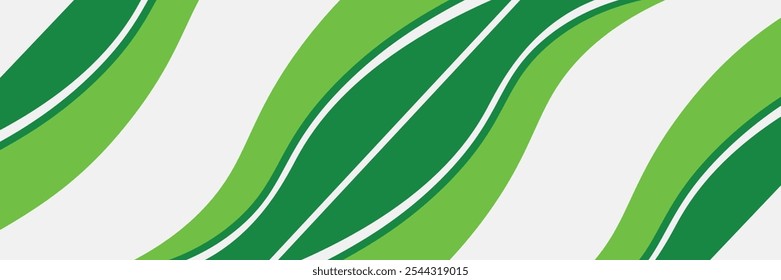 Abstract White and Green wave wide background banner. eps 10