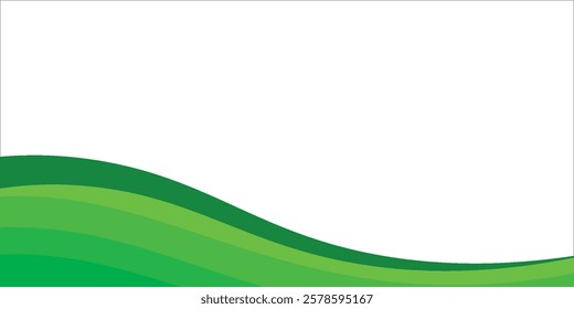 Abstract White and Green wave wide modern simple background art banner