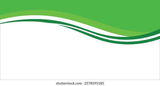 Abstract White and Green wave wide modern background art banner