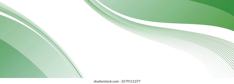 Abstract White and Green wave wide background banner
