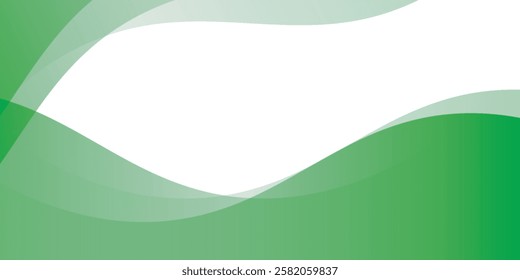 Abstract White and Green wave wide background banner
