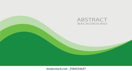 Abstract White and Green wave wide background banner