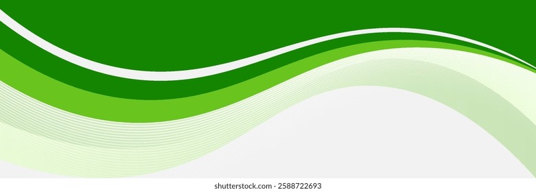 Abstract White and Green wave wide background banner