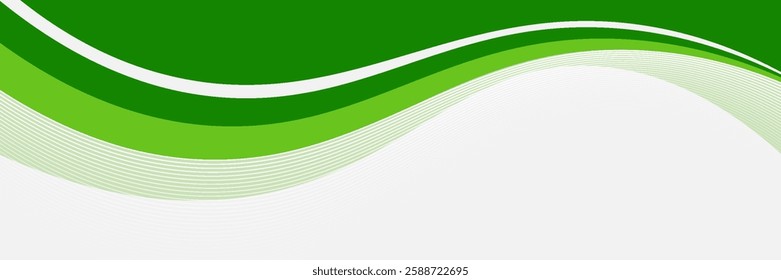 Abstract White and Green wave wide background banner