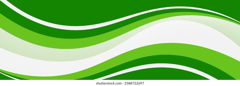 Abstract White and Green wave wide background banner