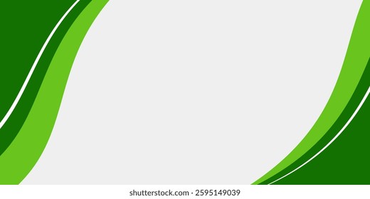 Abstract White and Green wave wide background banner modern arts