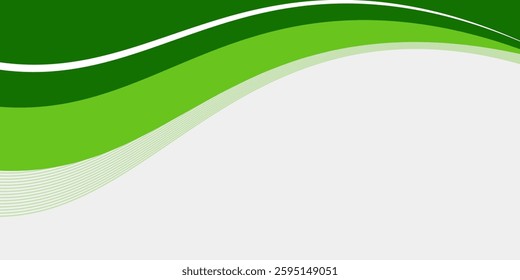Abstract White and Green wave wide background banner modern arts