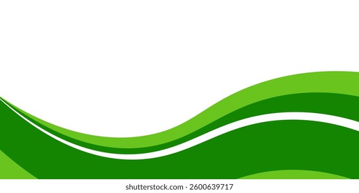 Abstract White and Green wave wide background banner