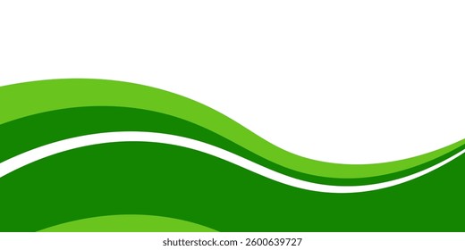 Abstract White and Green wave wide background banner