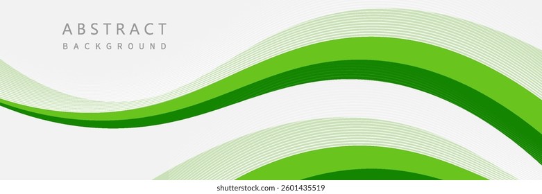 Abstract White and Green wave wide background banner