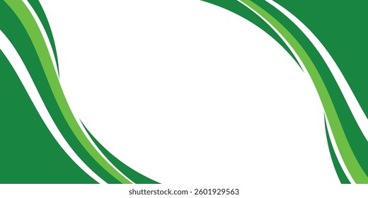 Abstract White and Green wave wide background banner modern arts