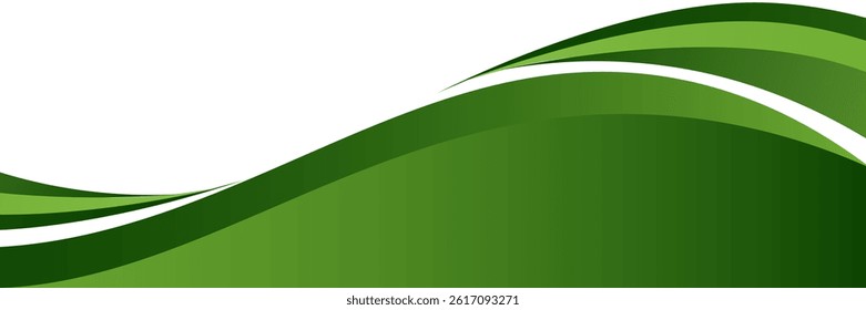 Abstract White and Green wave wide background banner