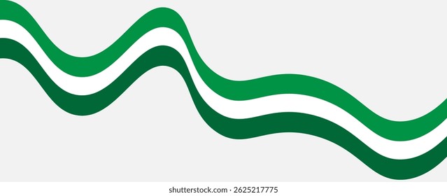 Abstract White and Green wave wide background banner
