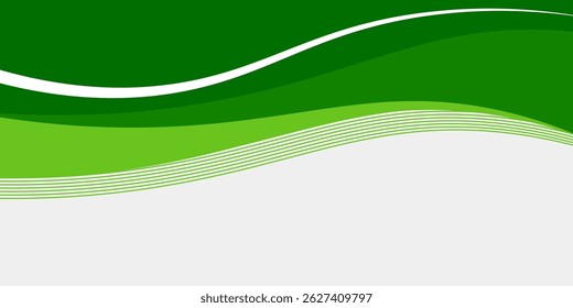 Abstract White and Green wave wide background banner, vector ilustration eps10