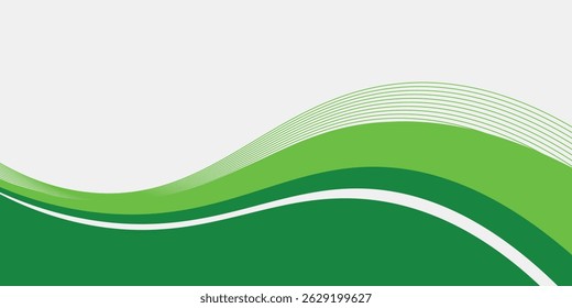 Banner de fundo largo e abstrato onda branca e verde