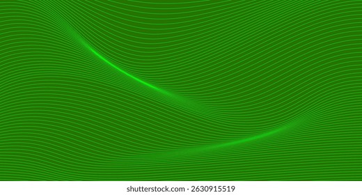 Abstract White and Green wave wide background banner