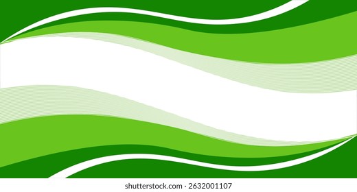 Banner de fundo largo e abstrato onda branca e verde