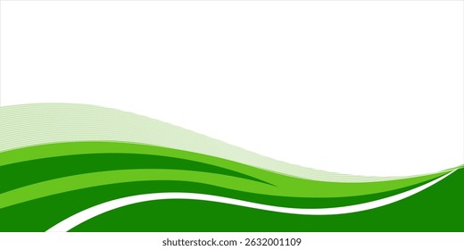 Abstract White and Green wave wide background banner