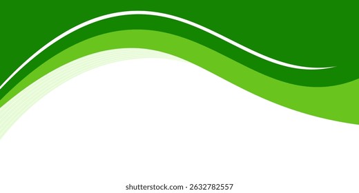 Abstract White and Green wave wide background banner vector illustration