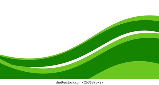 Abstract White and Green wave wide background banner