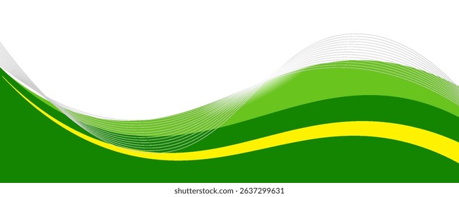 Abstract white and Green wave wide background banner. Eps10 modern vector illustration