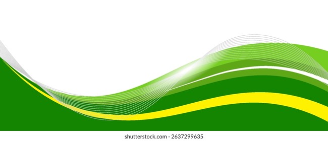 Abstract white and Green wave wide background banner. Eps10 modern vector illustration