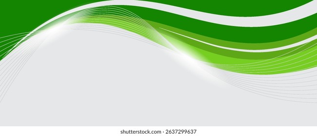 Abstract white and Green wave wide background banner. Eps10 modern vector illustration