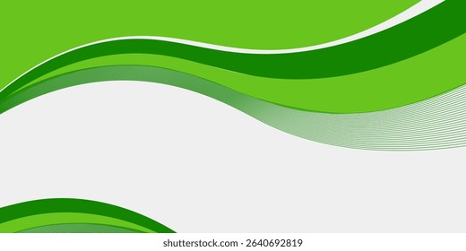 Abstract White and Green wave wide background banner