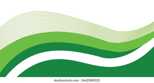 Abstract White and Green wave wide background banner