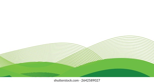 Abstract White and Green wave wide background banner in vector.eps10