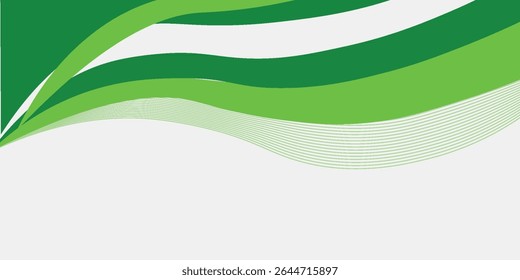 Abstract White and Green wave wide background banner