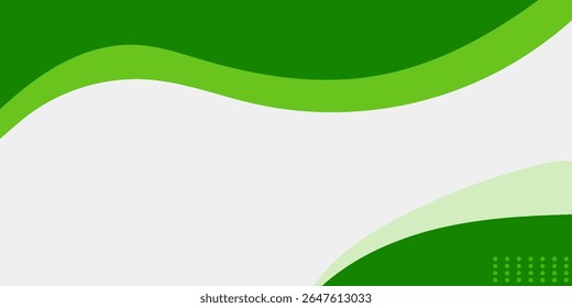 Abstract White and Green wave wide background banner
