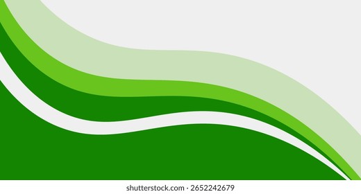Abstract White and Green wave wide background banner