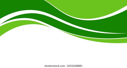 Abstract White and Green wave wide background banner