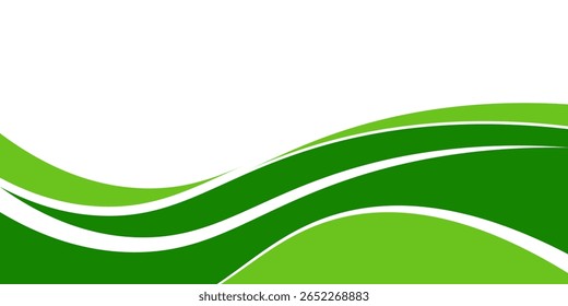 Abstract White and Green wave wide background banner